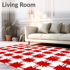 Crimson Plaid Splatter Rug