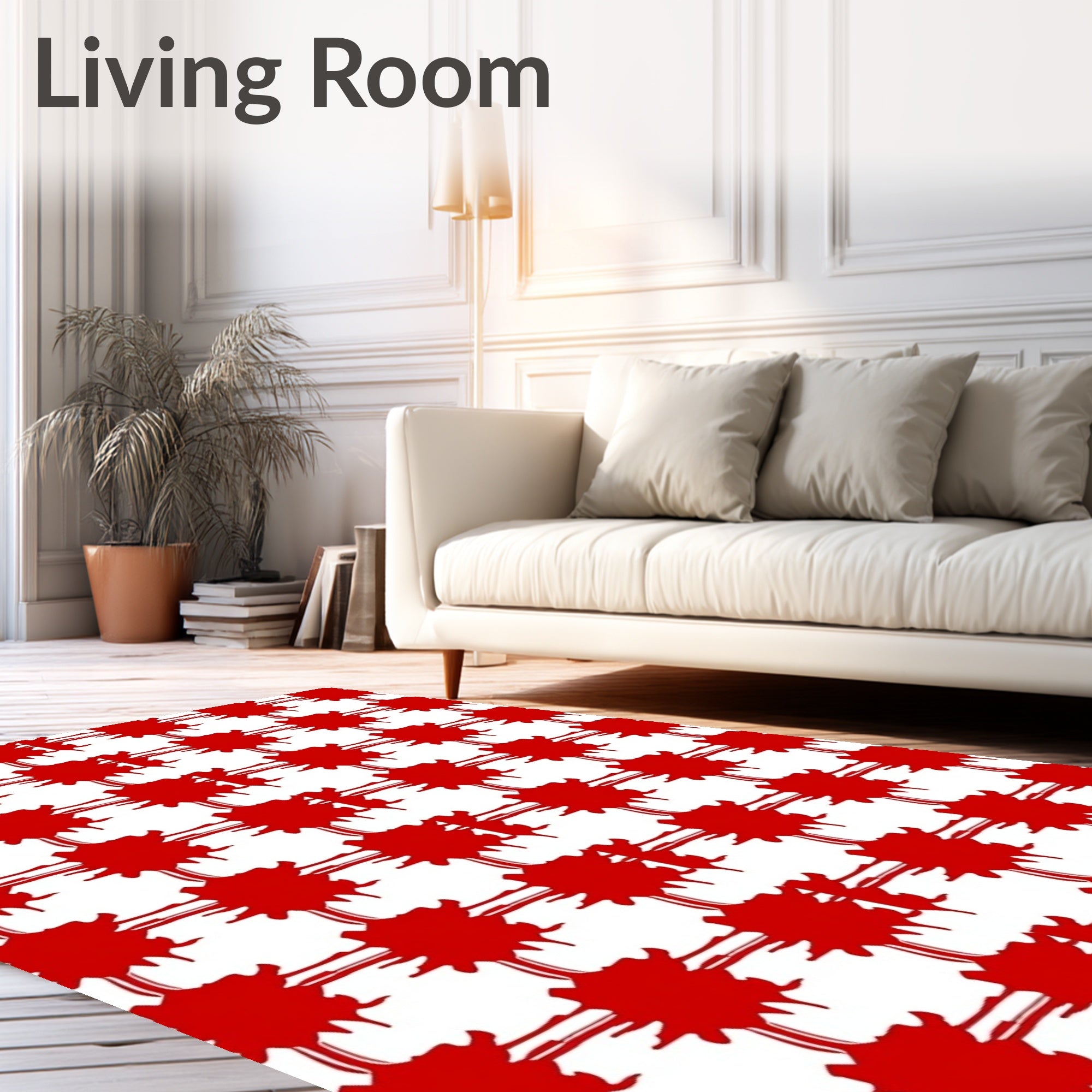 Crimson Plaid Splatter Rug