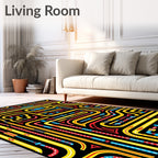Bold Red Yellow Blue Circuit Road Rug