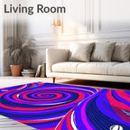 Vibrant Blue Pink Swirl Rug