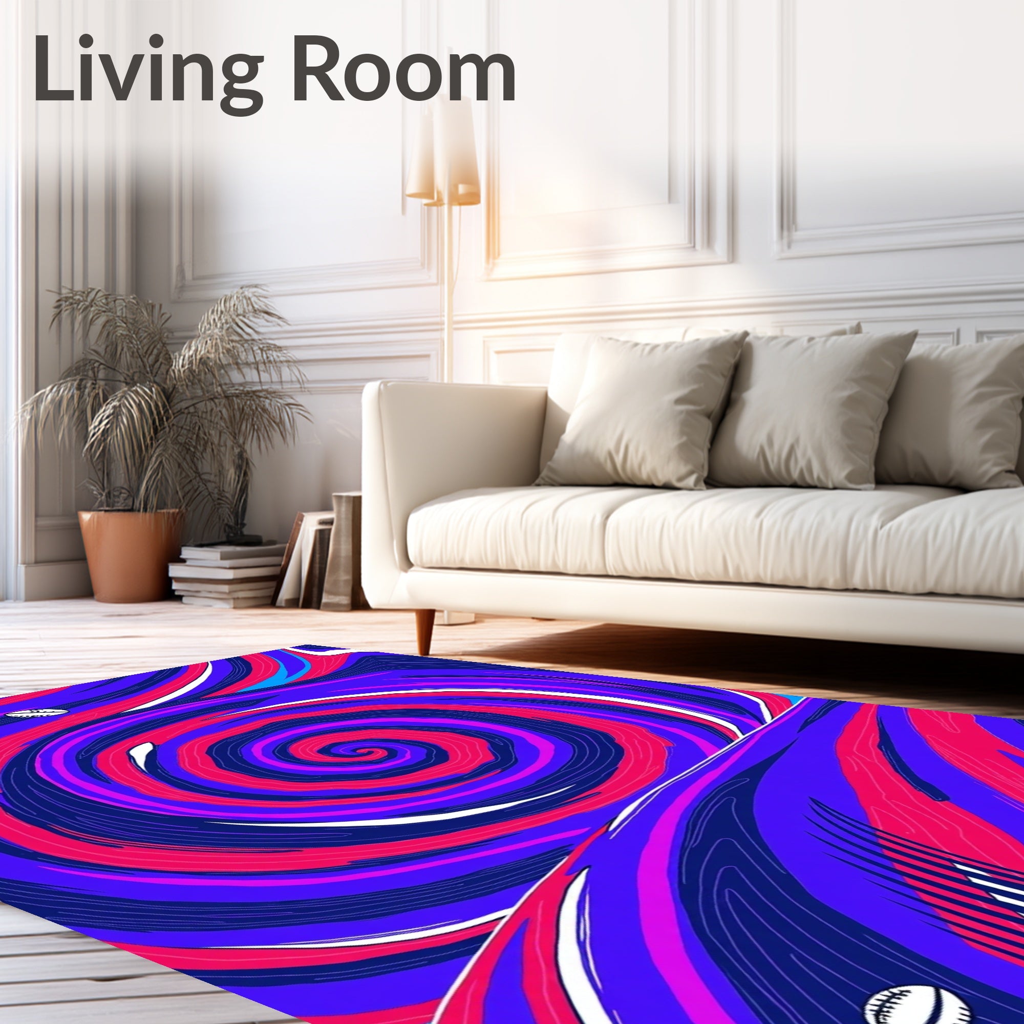 Vibrant Blue Pink Swirl Rug