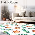 Whimsical Fox Leafy Branch Background Rug
