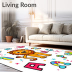 Playful Lion Alphabet Rainbow Rug