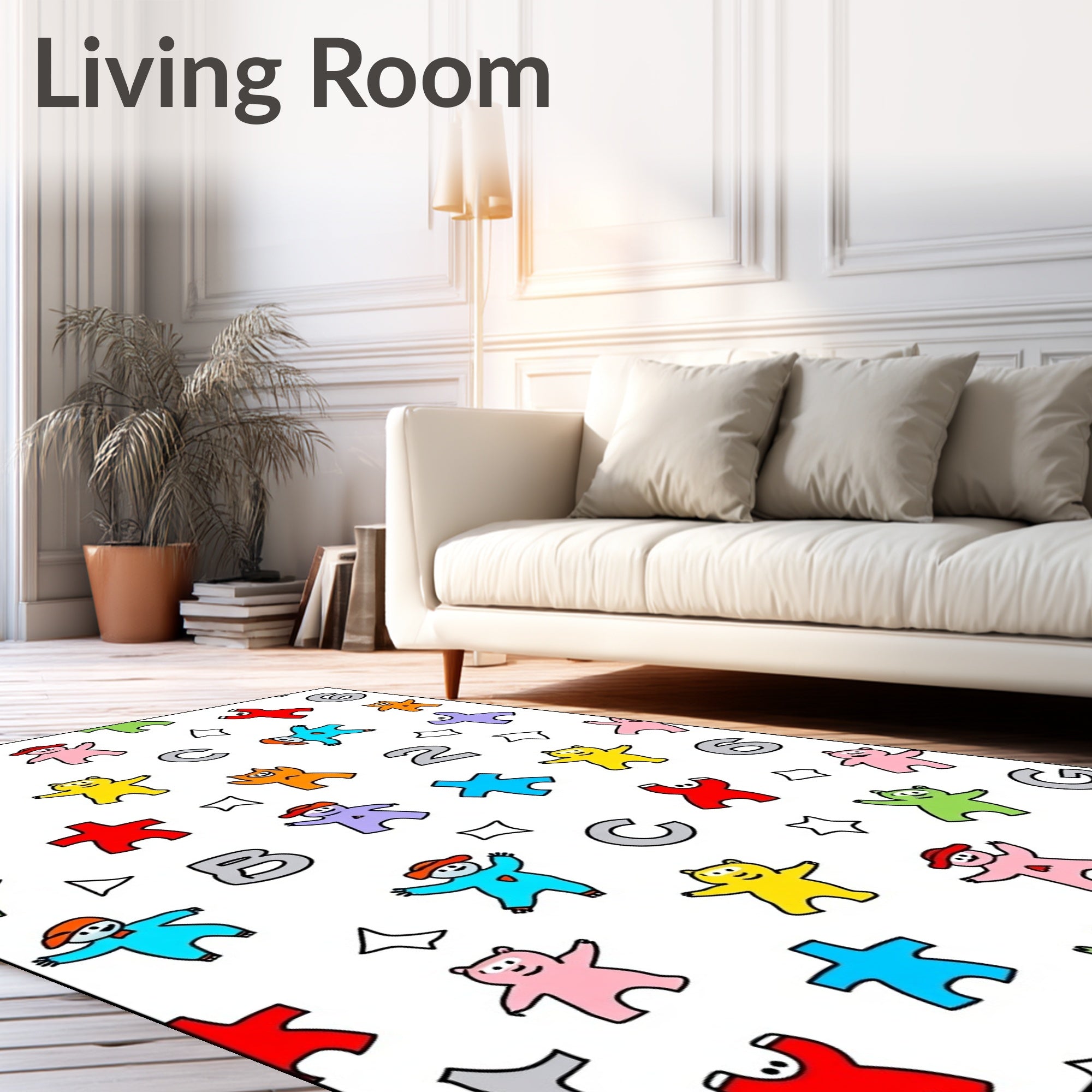 Playful Colorful Alphabet Creatures Rug