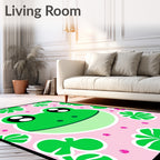 Playful Pink Frog Lily Pad Garden Rug