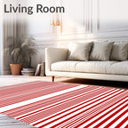 Classic Red White Horizon Stripes Rug