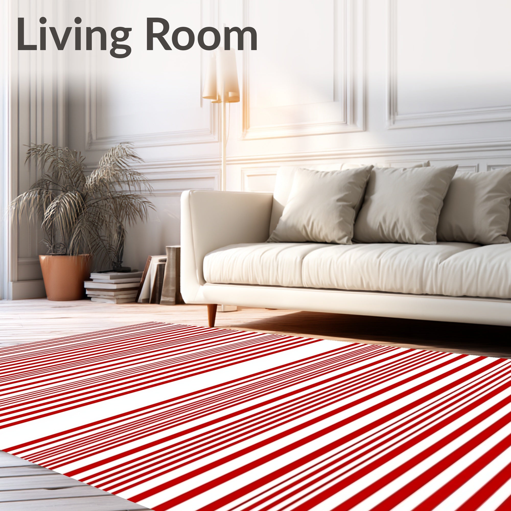 Classic Red White Horizon Stripes Rug