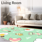 Kawaii Creatures Hot Air Balloon Adventure Rug