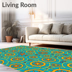 Nautical Yellow Star Ship Wheel Rug