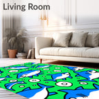 Bright Blue Ocean Shark Bubbles Rug