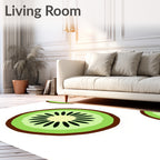 Sunny Green Kiwi Slice Round Rug