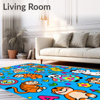 Playful Cartoon Animals Multi Color Rug