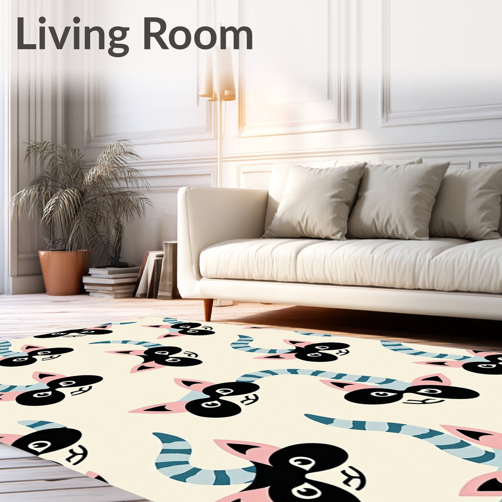 Striped Tail Raccoon Cream Background Rug