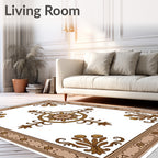 Grand Floral Medallion Brown Ochre Rug