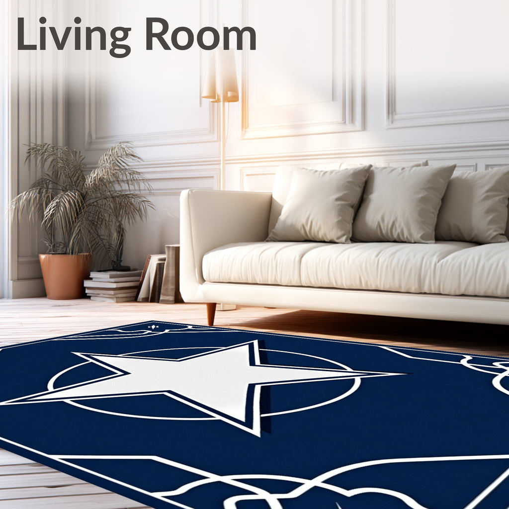 Bold Navy White Star Geometric Rug