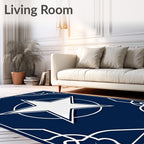 Bold Navy White Star Geometric Rug