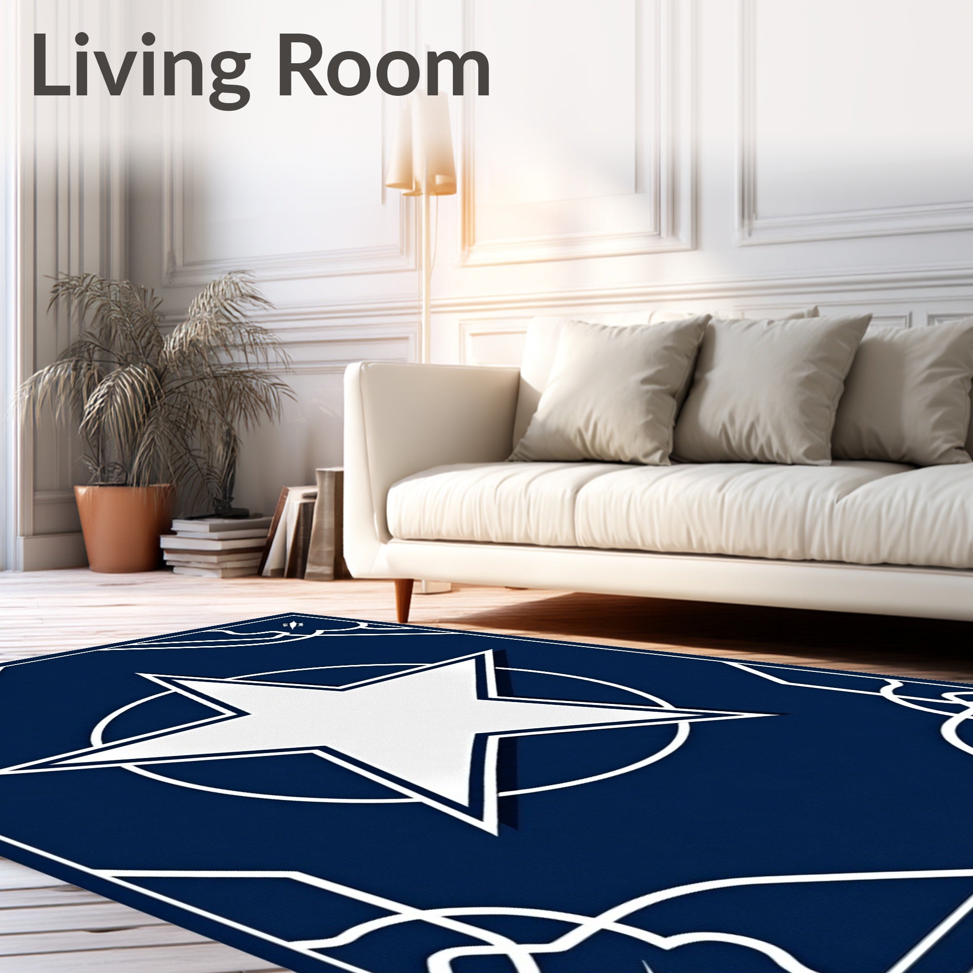Bold Navy White Star Geometric Rug