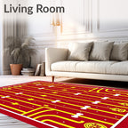 Crimson Yellow Ornate Geometric Arrangement Rug