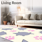 Gray Cat Paws Cream Background Rug