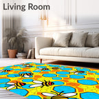 Yellow Bee Honeycomb Watercolor Rug