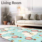Whimsical Hot Air Balloons Sky Creatures Rug