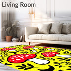 Red White Mushroom Yellow Botanical Garden Rug