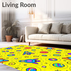 Cosmic Colorful Rockets Circles Stars Rug