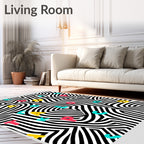 Colorful Alphabet Black White Swirl Rug