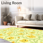 Yellow Bear With Green Vines and Flowers Rug
