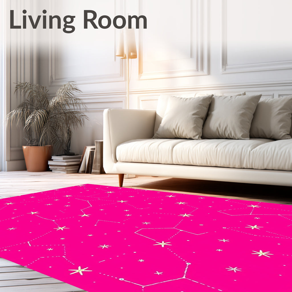 Vibrant Pink Star Constellation Rug