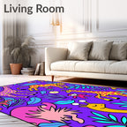 Whimsical Giraffe Monkey Jungle Animals Rug