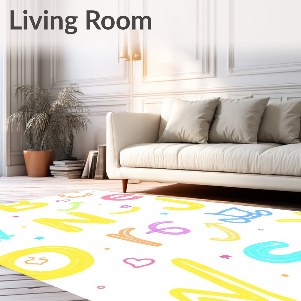 Pastel Alphabet Hearts Arrows Rug