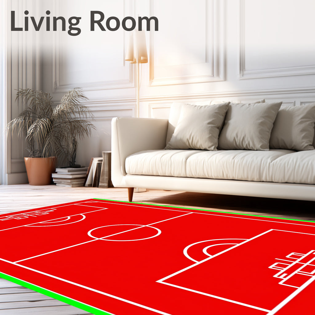 Red White Sport Field Rug