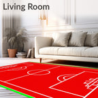 Red White Sport Field Rug