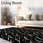 Monogram Black White Yellow Script Letters Rug