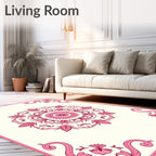 Pink Bloom Border Filigree Rug