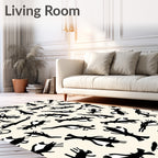 Primitive Black Figures Cream Background Rug
