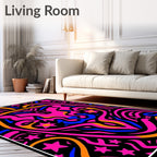 Vibrant Pink Blue Orange Starburst Swirl Rug
