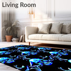 Electric Blue Skull Branches Rug