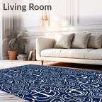 Navy White Anchor Sea Swirl Rug