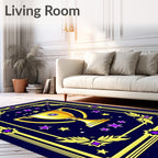 Golden Trophy With Purple Star Accents Rug