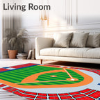 Baseball Field Striped Diamond Stadium Rug