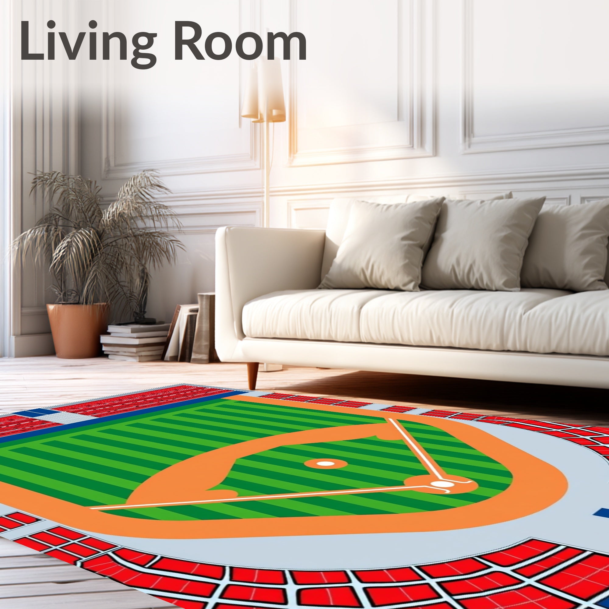 Baseball Field Striped Diamond Stadium Rug