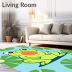 Cute Lily Pad Frog Pond Rug