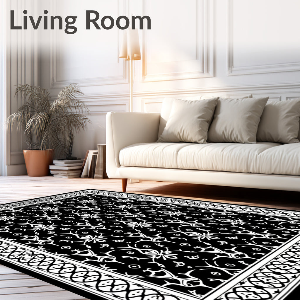 Monochromatic Ornamental Allover Filigree Rug