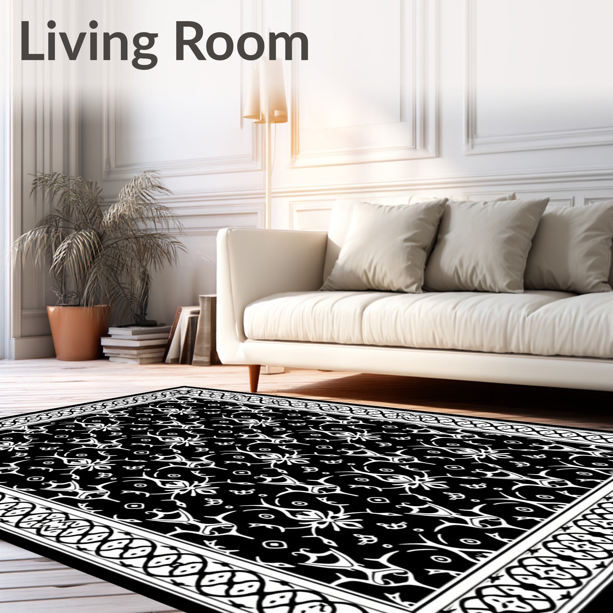 Monochromatic Ornamental Allover Filigree Rug