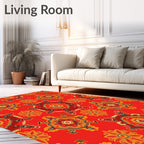 Crimson and Gold Medallion Floral Rug