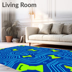 Cybernetic Blue Circuit Board Accents Rug