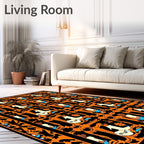 Orange Black Whimsical Animal Garden Rug