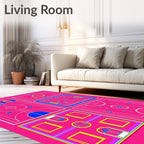 Vibrant Pink Geometric Court Collage Rug